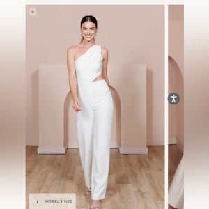 Revelry Lennon Crepe White Jumpsuit